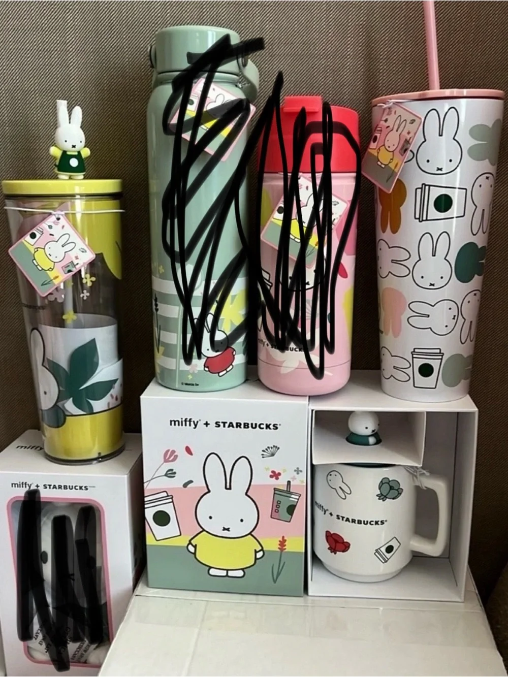 3 Starbucks x Miffy Coffee Drinkware Set, Tumblers, Mug, Plush, Water Bottles